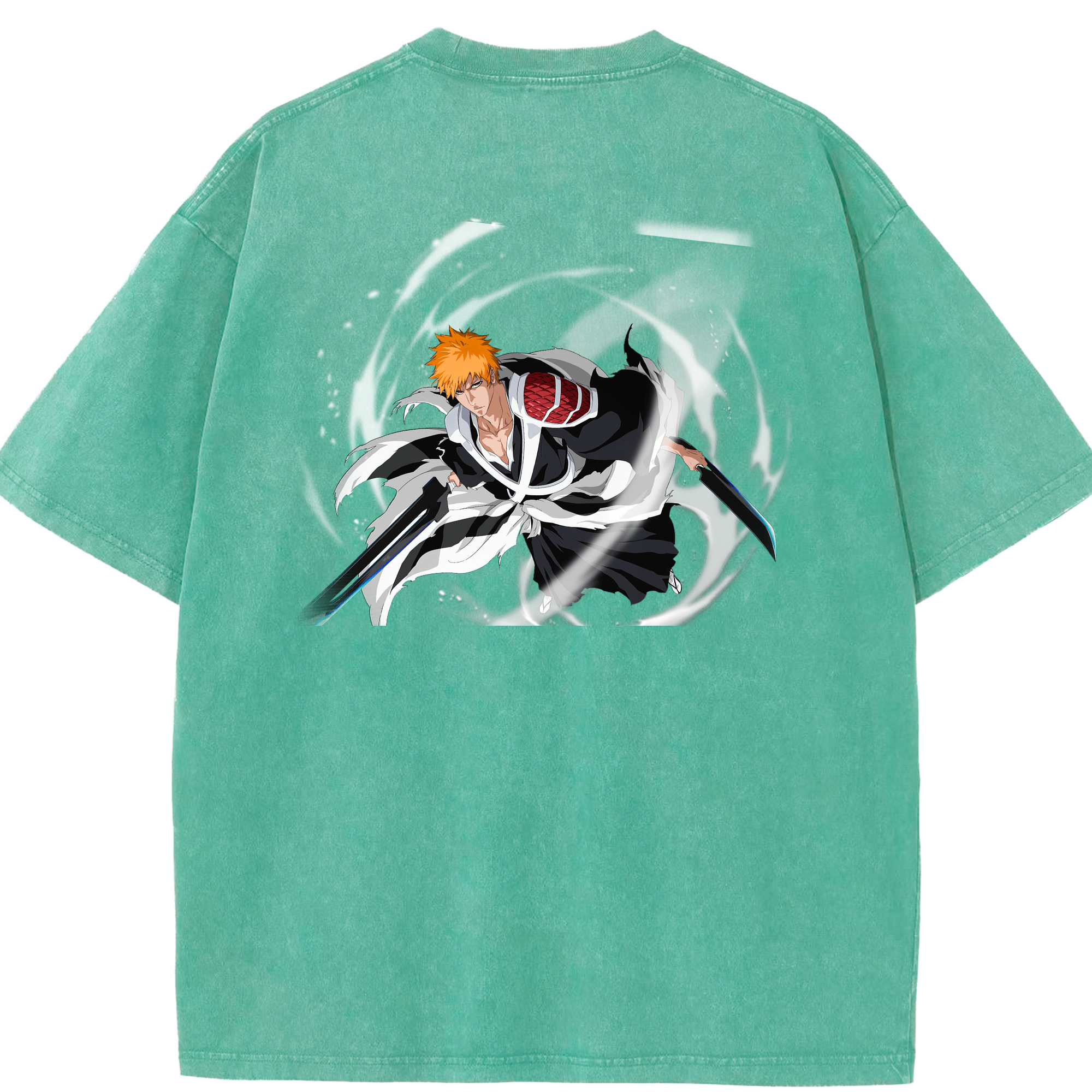 （画像用） ブリーチ 黒崎一護（くろさき いちご）BLEACH Kurosaki Ichigo 綿100% ヴィンテージ風 半袖Tシャツ（背面プリント）